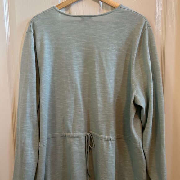 J Jill Pure Jill Cotton Front Pocket Long Sleeve Tunic Drawstring Tie Green SZXL - Picture 5 of 7